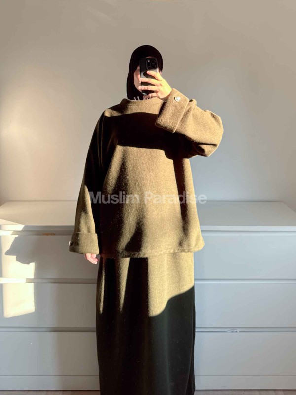 Conjunto jersey y falda efecto lana acanalada - Conjunto cálido y modesto - Muslim Paradise
