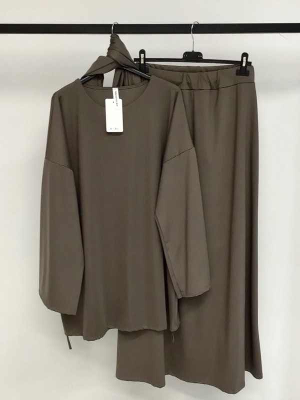 burkini 3 piezas top holgado + falda (leggings incorporados) + hijab de baño