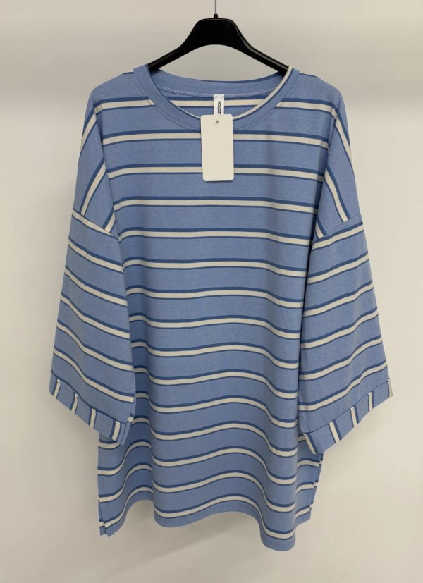 T-shirt 100% coton à rayures manches longues