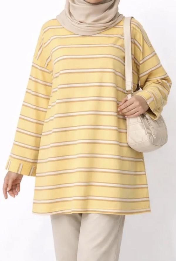 T-shirt à rayures manches longue coton pas cher - Muslim Paradise