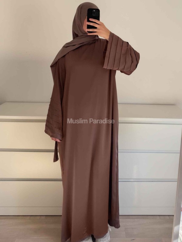 Abaya texturée chic marron femme musulmane