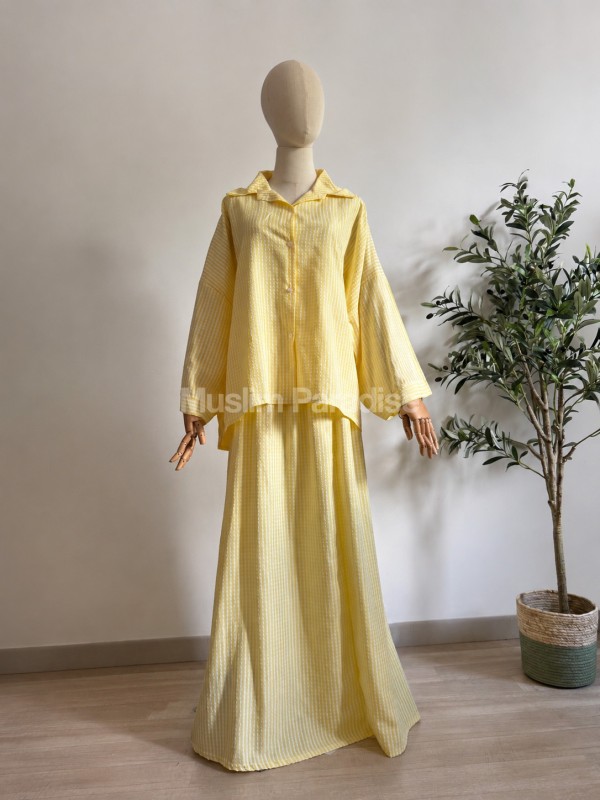 Conjunto de camisa extragrande y falda larga a cuadros para mujer - Muslim Paradise