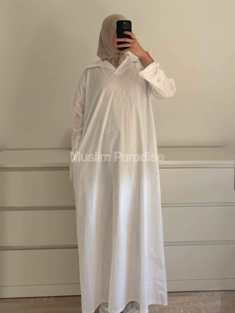 Robe Longue en Coton Col Chemise - Coupe Ample et Élégante - Muslim Paradise