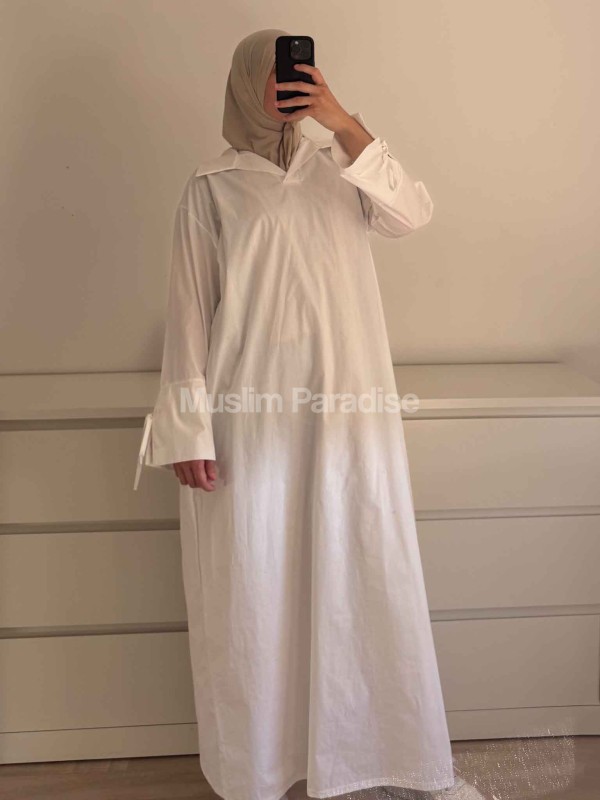 Robe Longue en Coton Col Chemise - Coupe Ample et Élégante - Muslim Paradise