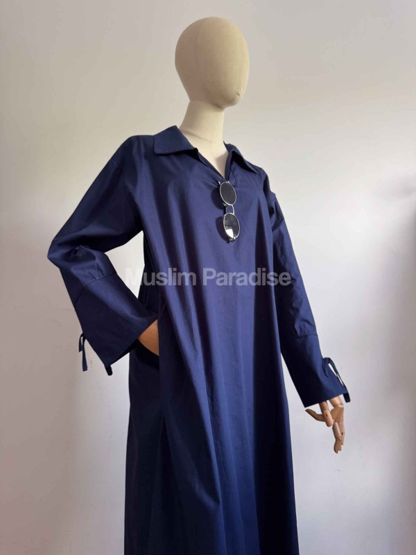 Robe Longue en Coton Col Chemise - Coupe Ample et Élégante - Muslim Paradise