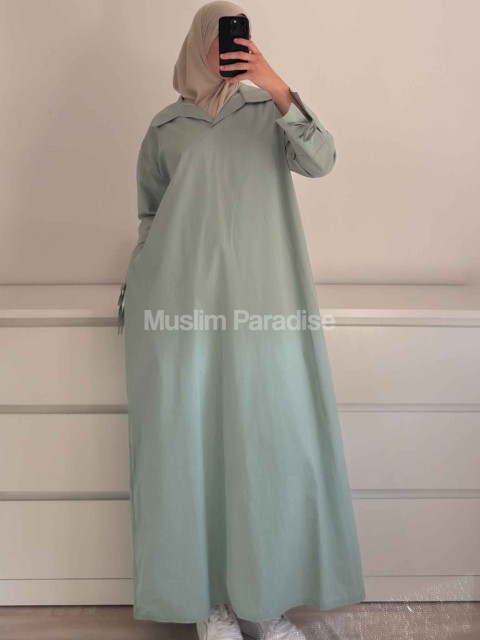 Robe Longue en Coton Col Chemise - Coupe Ample et Élégante - Muslim Paradise