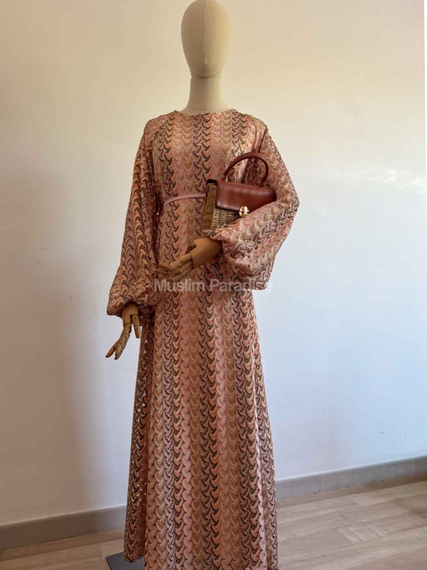 Vestido largo de encaje bordado de lujo - Vestido modesto para mujer - Muslim Paradise