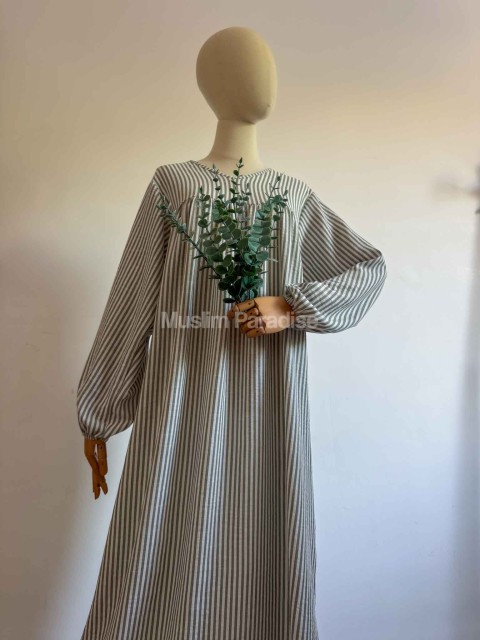 Abaya Manches Ballon Rayée - Abaya été - Muslim Paradise