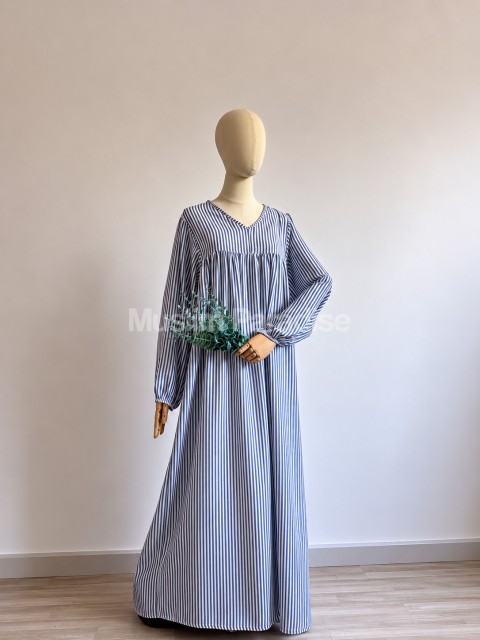 Abaya de manga abullonada a rayas - Abaya de verano - Muslim Paradise