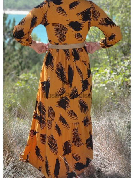 robe longue jaune Lamya