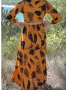 Vestido largo Lamya Mostaza - Pincel de patrones - Muslim Paradise