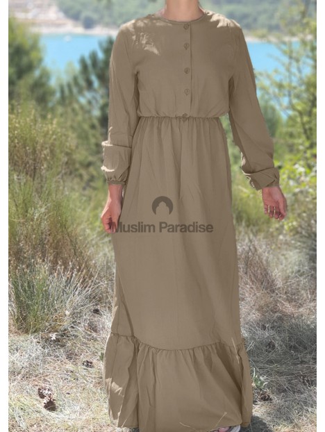 Robe longue beige modeste