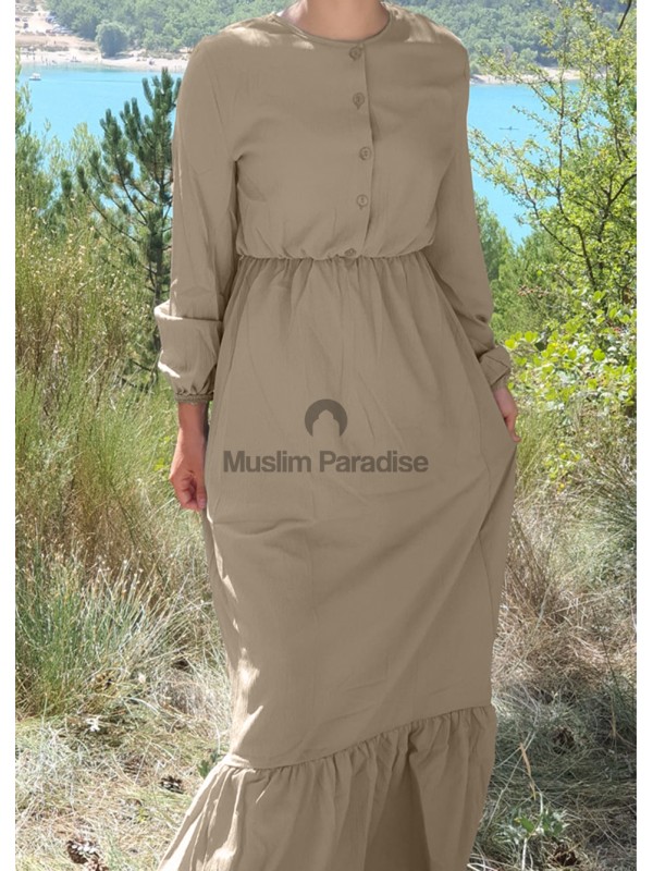 Robe longue Zahra beige muslim paradise